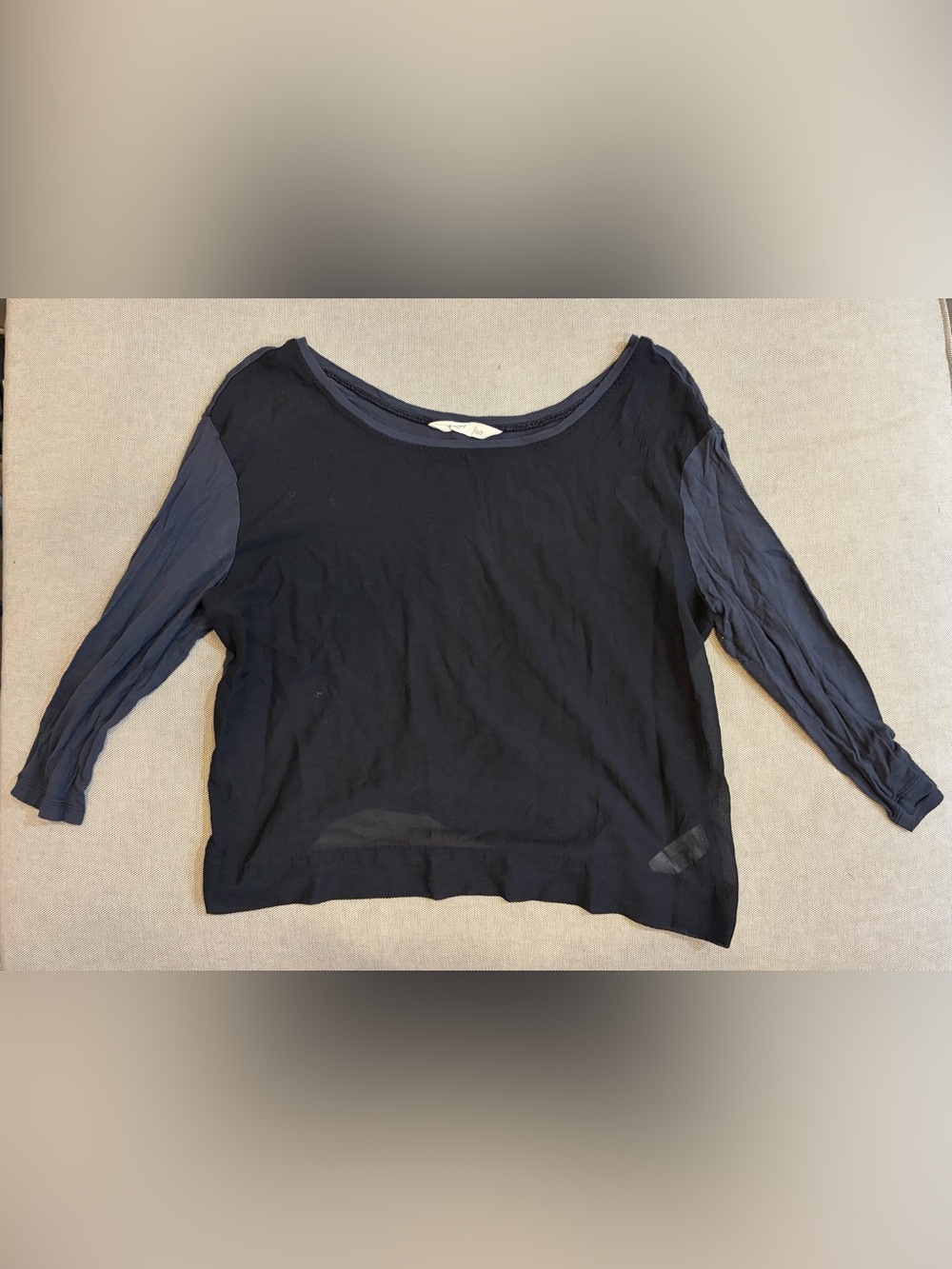 Old Navy cropped / semi-sheer colorblock shirt